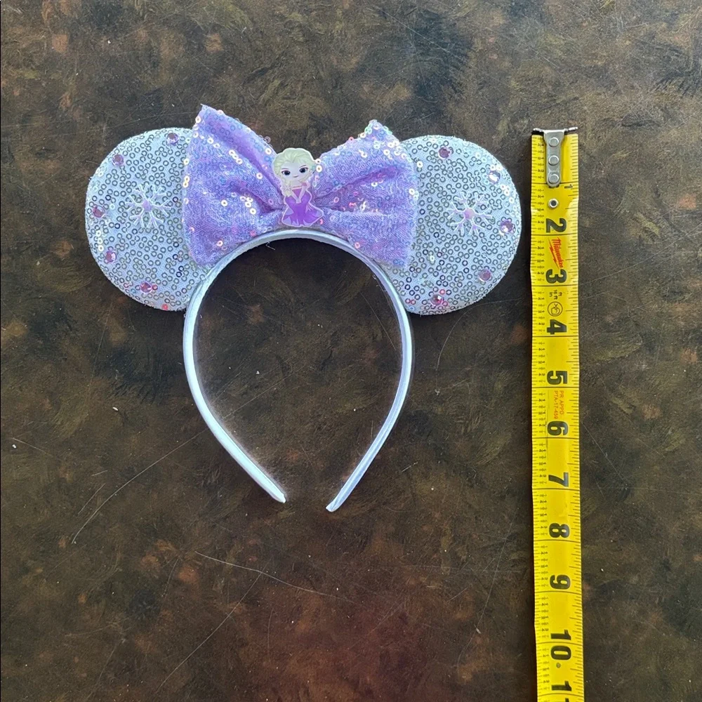 Elsa From Frozen Themed Purple Sequin Minnie Mouse Ears Headband